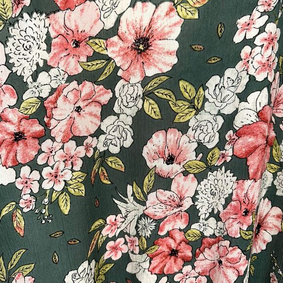 Billabong Sage Green Floral Fine Flutter Mini Dress Size Large - Picture 6 of 14